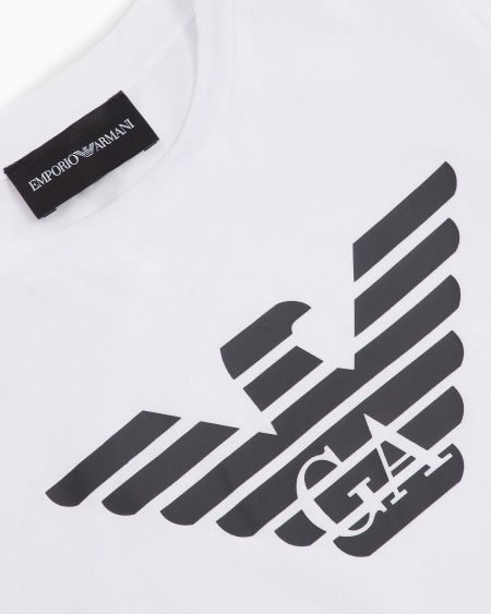 Armani Camiseta de punto de algodón pima con logotipo Último día