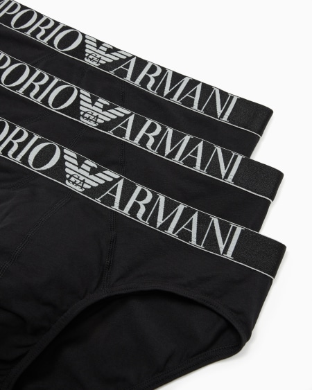 Armani Paquete de tres calzoncillos slip de algodón orgánico con banda con logotipo brillante ASV Descuentos del mes
