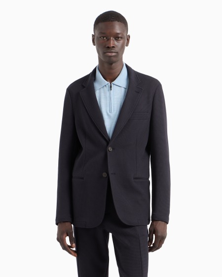 Armani Blazer de abotonadura sencilla en punto gofre Travel Essential 2025