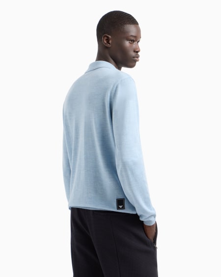 Armani Jersey con cuello polo en punto jersey de lana virgen Travel Essential Outlet