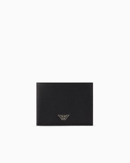 Armani Cartera con bolsillo monedero de piel saffiano regenerada con placa de águila ASV Gran oferta
