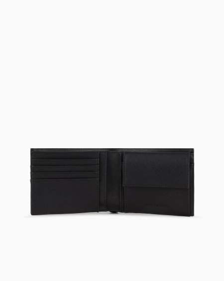 Armani Cartera con bolsillo monedero de piel saffiano regenerada con placa de águila ASV Gran oferta