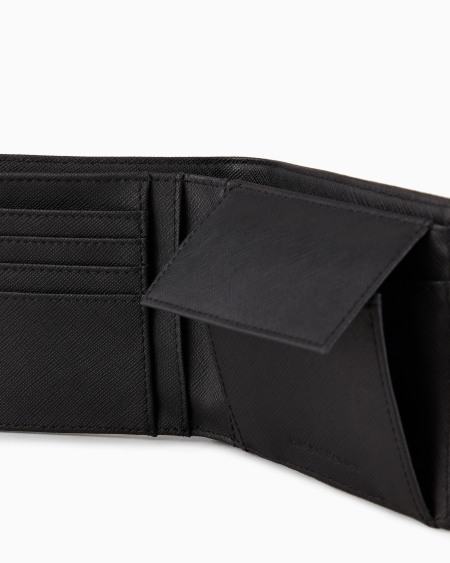Armani Cartera con bolsillo monedero de piel saffiano regenerada con placa de águila ASV Gran oferta