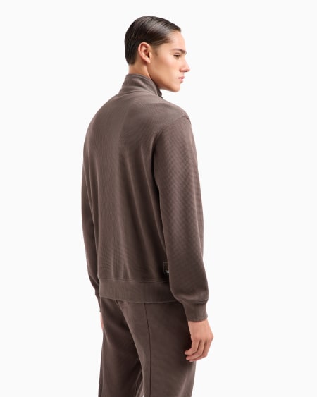 Armani Sudadera de punto gofre con cremallera completa Travel Essential Rebajas de fábrica