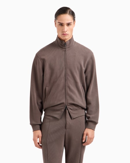 Armani Sudadera de punto gofre con cremallera completa Travel Essential Rebajas de fábrica