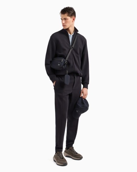 Armani Sudadera de punto gofre con cremallera completa Travel Essential Mejor oferta