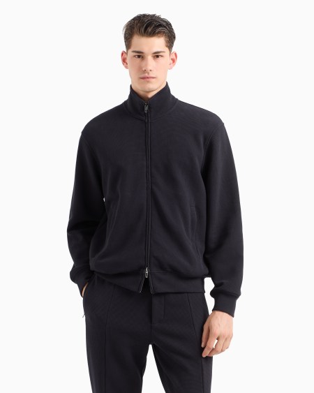 Armani Sudadera de punto gofre con cremallera completa Travel Essential Mejor oferta