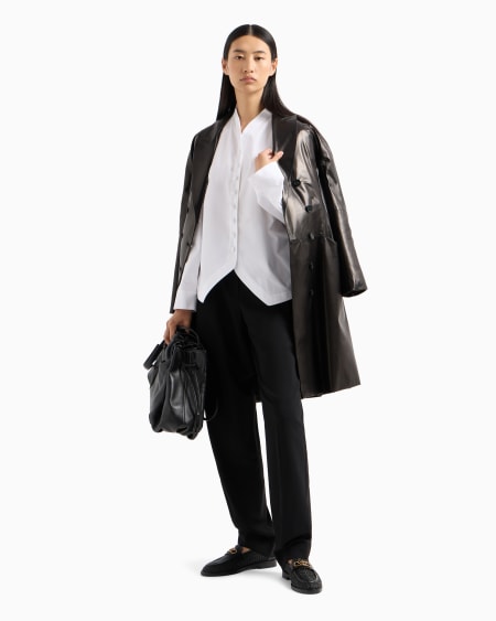 Armani Camisa con bajo contorneado de algodón cepillado Envío gratis
