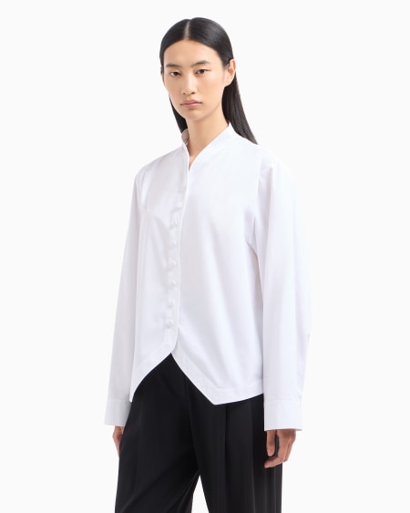 Armani Camisa con bajo contorneado de algodón cepillado Envío gratis
