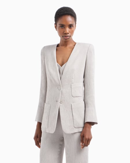 Armani Chaqueta de abotonadura sencilla de canneté fluido ÚLTIMAS EDICIONES