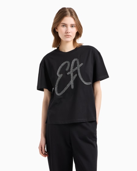 Armani Camiseta de punto de algodón con maxilogotipo de lúrex Ahorra y exporta