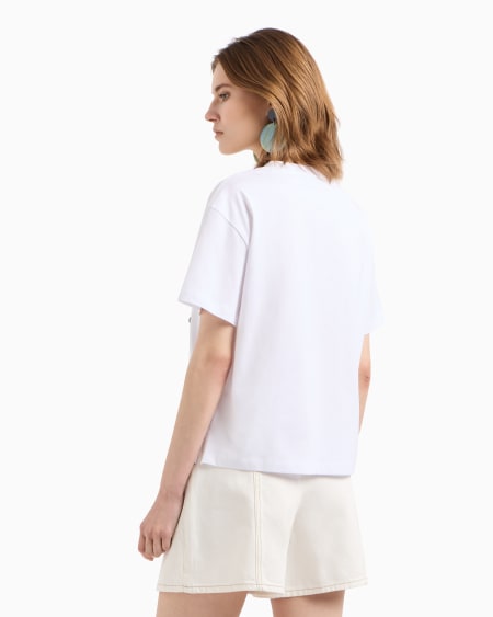 Armani Camiseta de punto de algodón con maxilogotipo de lúrex Descuento por venta flash