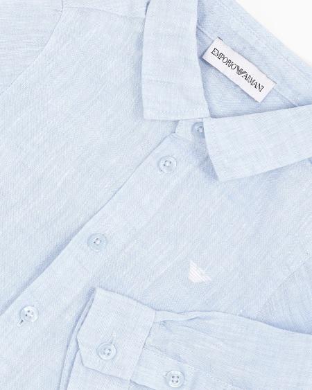 Armani Camisa de lino con bordado de águila Promoción por tiempo limitado