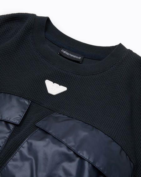 Armani Sudadera de cuello redondo en punto orgánico gofrado ASV Oferta especial de fábrica