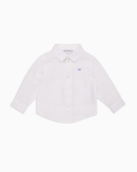Armani Camisa de lino con bordado de águila Descuentos del mes