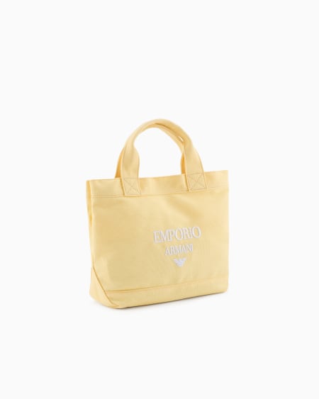 Armani Bolso shopper de lona con logotipo bordado Última moda