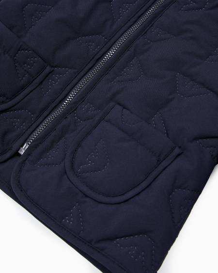 Armani Cazadora de nailon con capucha y micromotivo integral de águilas efecto acolchado Ofertas de temporada