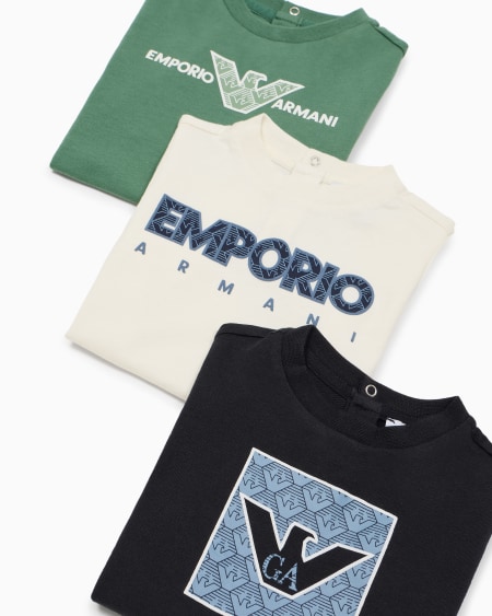 Armani Paquete de tres camisetas de punto con logotipo gráfico estampado Outlet