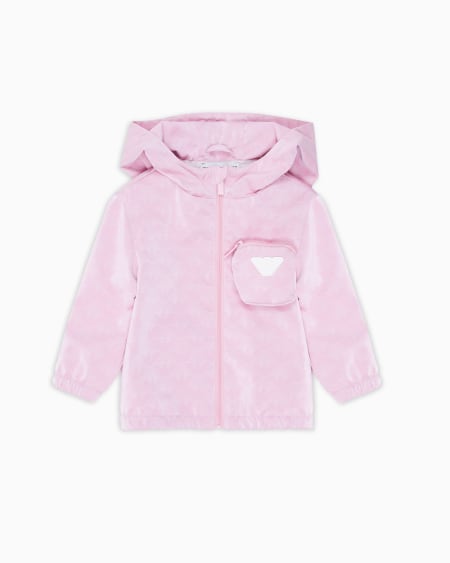 Armani Chaqueta de nailon con capucha y motivo integral de águila En oferta