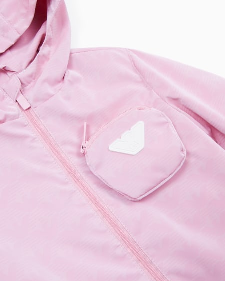 Armani Chaqueta de nailon con capucha y motivo integral de águila En oferta