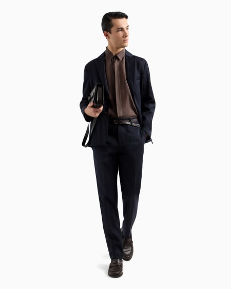 Armani Pantalones chinos de sarga ligera de mezcla de lana virgen Tienda