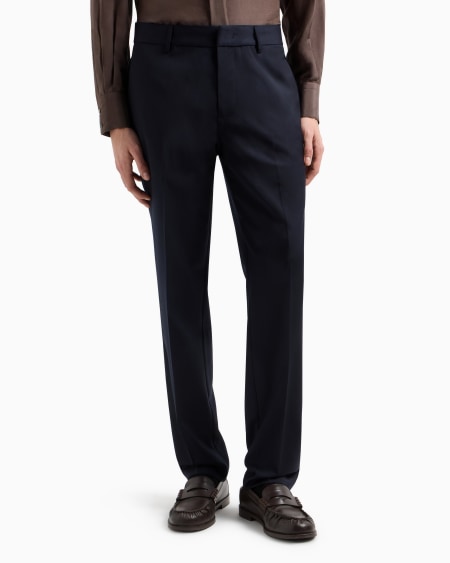 Armani Pantalones chinos de sarga ligera de mezcla de lana virgen Tienda