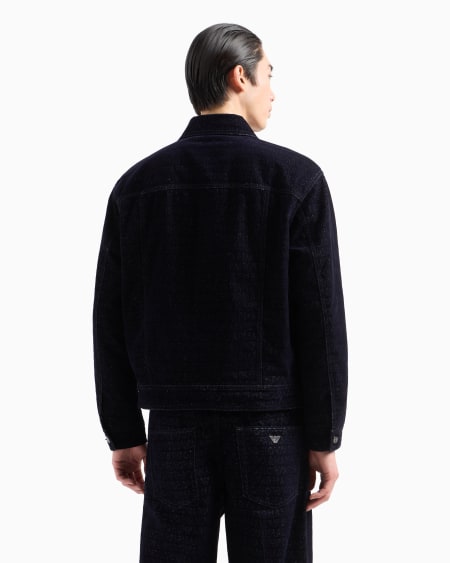 Armani Chaqueta de denim con logotipo flocado de letras integral Tienda