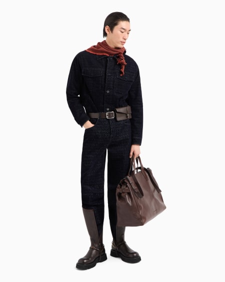 Armani Vaqueros J74 de corte holgado de denim con inscripción integral de logotipo flocado Liquidación