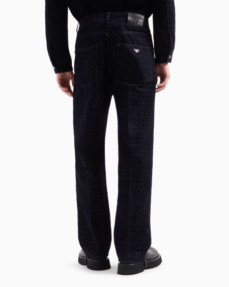 Armani Vaqueros J74 de corte holgado de denim con inscripción integral de logotipo flocado Liquidación