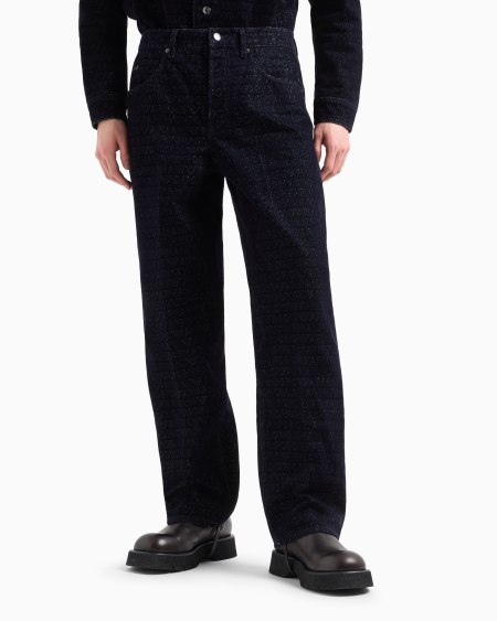 Armani Vaqueros J74 de corte holgado de denim con inscripción integral de logotipo flocado Liquidación