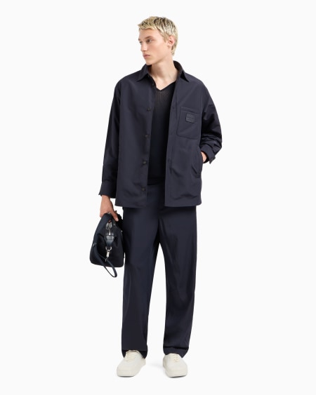 Armani Chaqueta camisera de nailon con bolsillo de parche y parche con logotipo Rebajas online