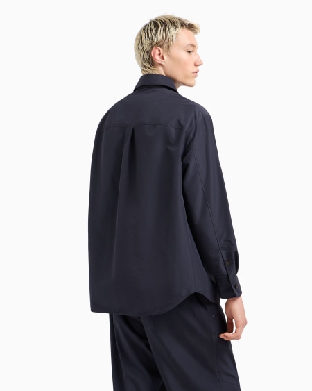Armani Chaqueta camisera de nailon con bolsillo de parche y parche con logotipo Rebajas online