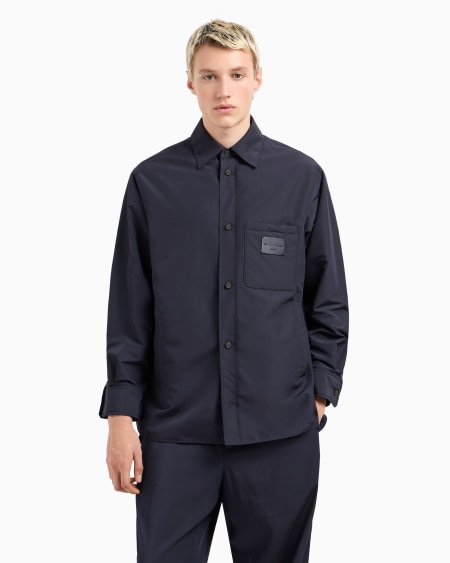 Armani Chaqueta camisera de nailon con bolsillo de parche y parche con logotipo Rebajas online
