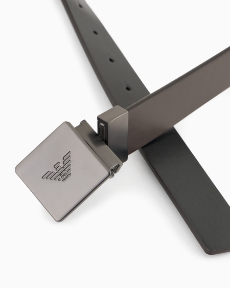 Armani Cinturón reversible de piel bicolor con placa COMPRAR AHORA