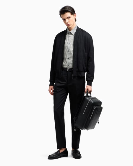 Armani Pantalones chinos de sarga ligera de mezcla de lana virgen Último día