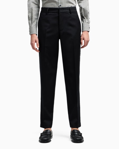 Armani Pantalones chinos de sarga ligera de mezcla de lana virgen Último día