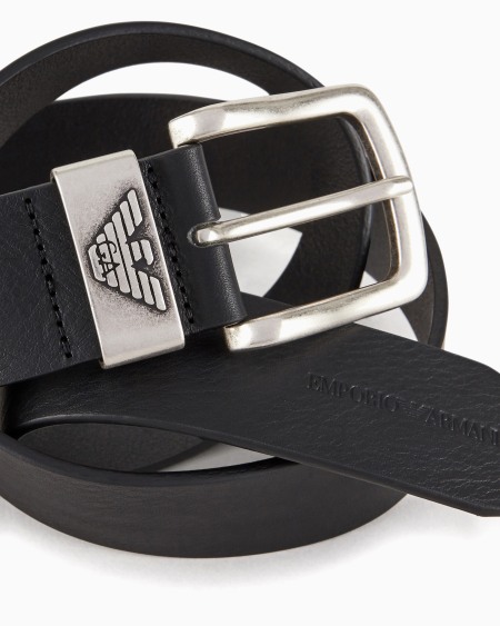 Armani Cinturón de piel con hebilla con logotipo Precio de fábrica