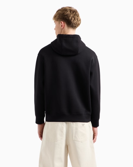 Armani Sudadera de punto doble con capucha y maxilogotipo bordado en relieve Promoción por tiempo limitado