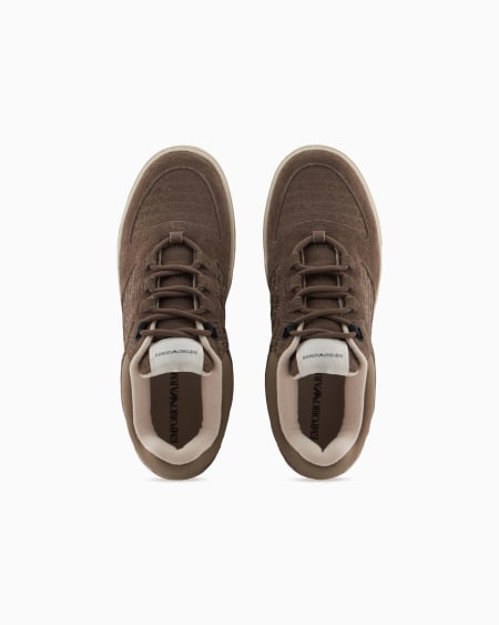 Armani Deportivas de tejido jacquard con inscripción del logotipo y detalles de ante Solo queda un día