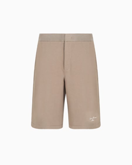 Armani Bermudas de punto de felpa con logotipo bordado Tienda de fábrica