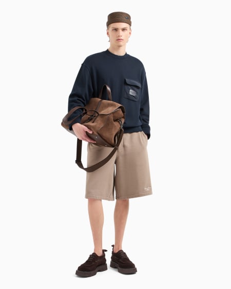 Armani Bermudas de punto de felpa con logotipo bordado Tienda de fábrica