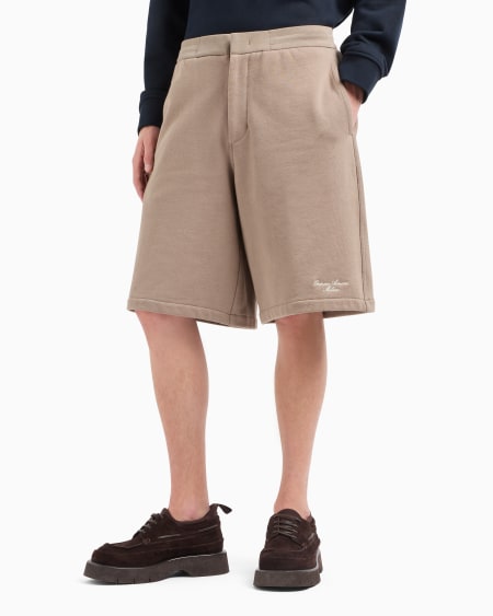 Armani Bermudas de punto de felpa con logotipo bordado Tienda de fábrica