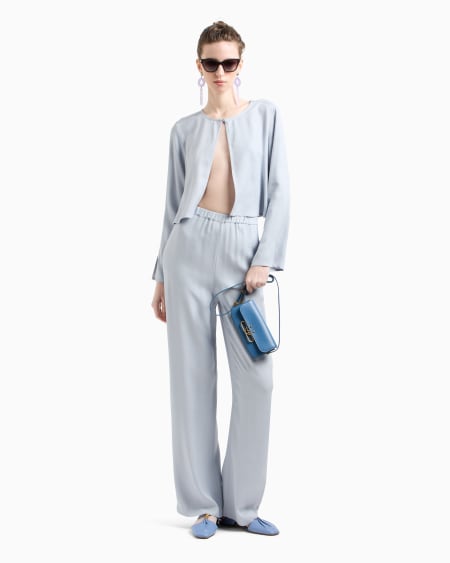 Armani Pantalones de viscosa texturizada con cintura elástica Descuento por venta flash