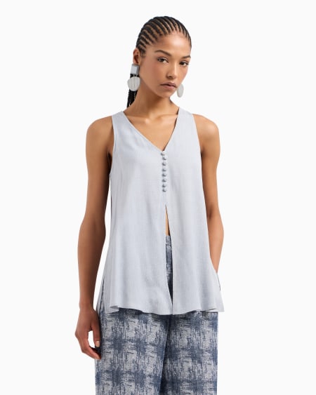 Armani Top con escote de pico de viscosa texturizada Ofertas de temporada