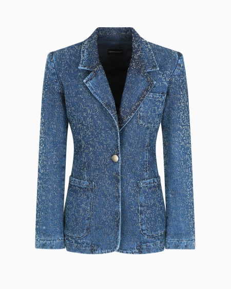 Armani Blazer de denim con aplicación integral de strass Grandes ahorros