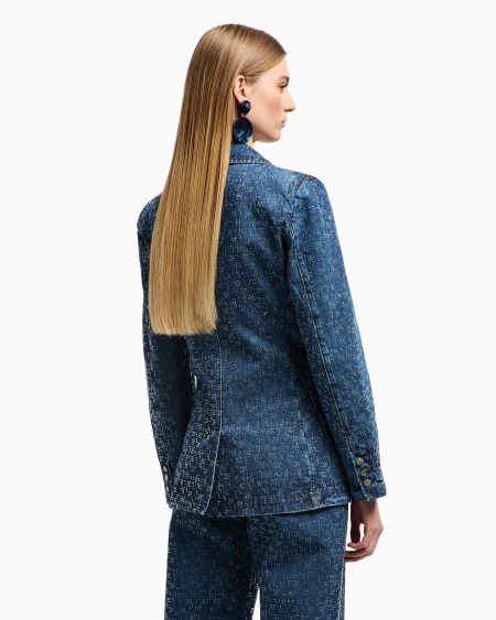 Armani Blazer de denim con aplicación integral de strass Grandes ahorros