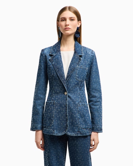 Armani Blazer de denim con aplicación integral de strass Grandes ahorros