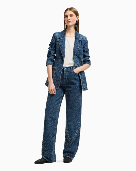 Armani Vaqueros J4G de cintura alta y pernera ancha de denim con aplicación integral de strass Rebajas de fin de temporada