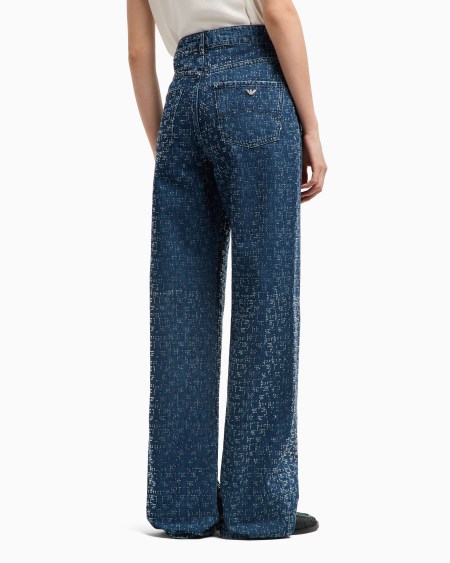 Armani Vaqueros J4G de cintura alta y pernera ancha de denim con aplicación integral de strass Rebajas de fin de temporada