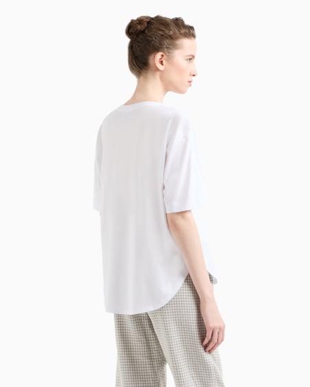 Armani Camiseta de punto supima con logotipo bordado Icon Precio ultrabajo